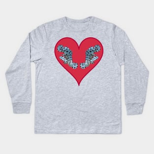 Cute motif of a fish | Small fish in a red heart | Kids Long Sleeve T-Shirt